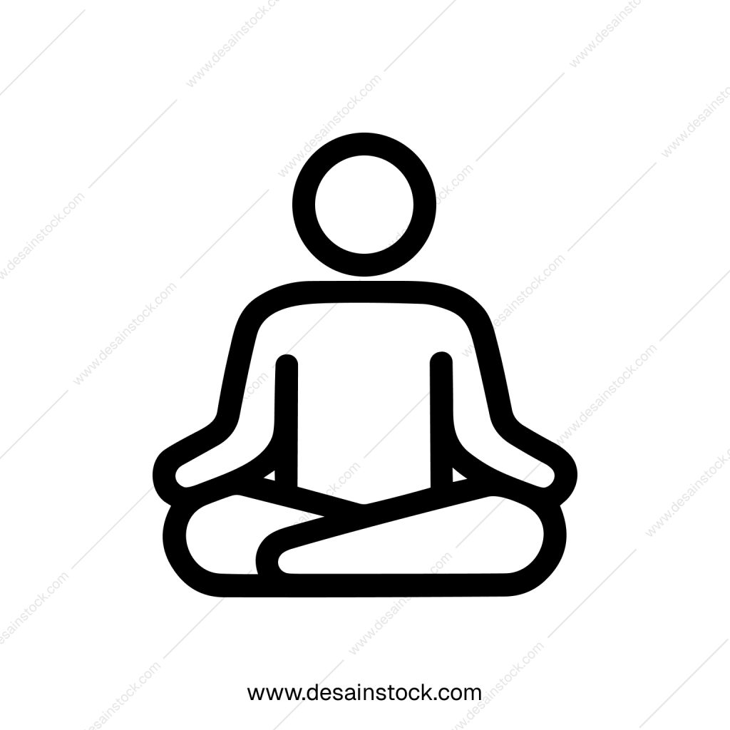 Simple Outline Silhouette Meditation Person in Lotus Position Icon