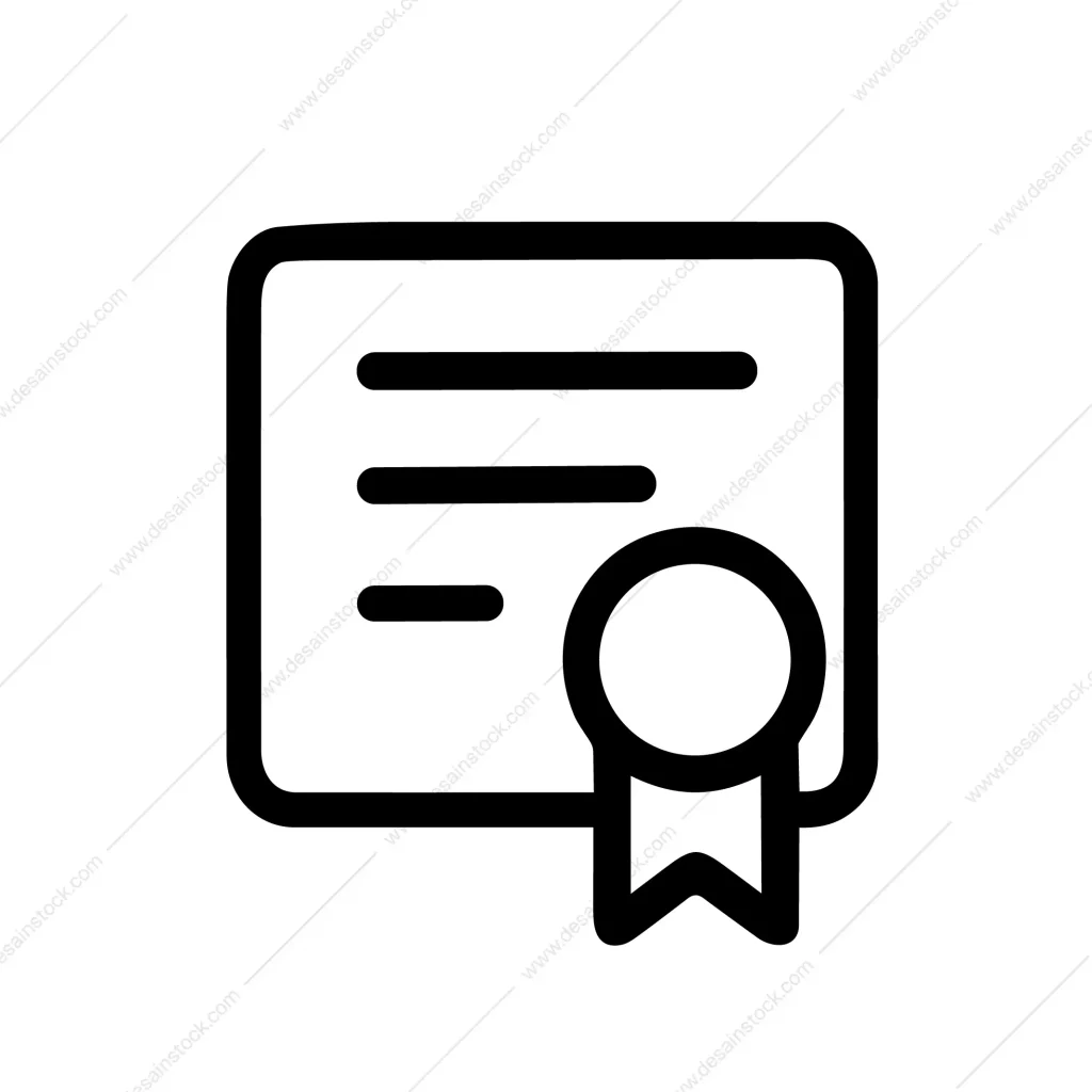Simple Outline Achievement Certificate Graduation Document Award Badge Icon