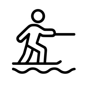 Simple Line Art Waterskiing Person Outline Sport Recreation Icon Illustration