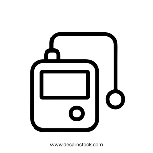 Simple Outline Continuous Glucose Monitor Medical Device Icon Illustration