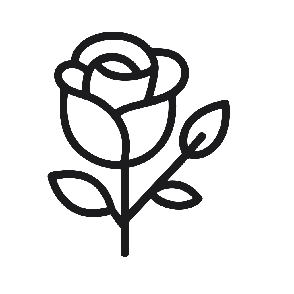 Elegant Outline Style Rose Flower Blossom Floral Plant Icon Design