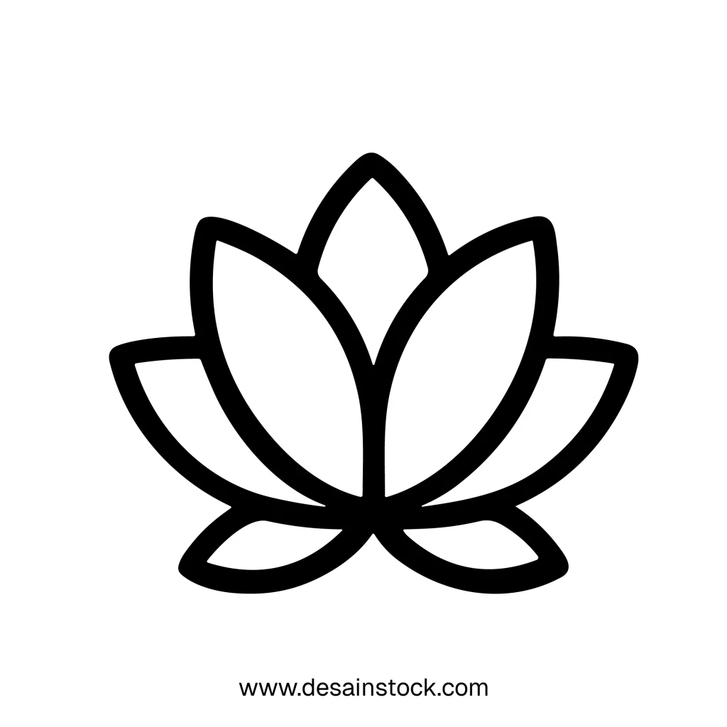 Simple Line Art Lotus Flower Icon for Spa and Meditation
