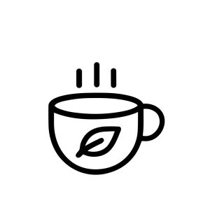 Minimalist Outline Hot Drink Mug with Leaf Tea Icon Illustration