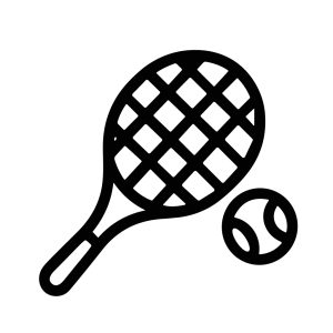 Simple Outline Tennis Racket and Ball Sport Competition Icon