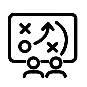 Simple Outline Strategy Board Presentation with Arrow and People Icon