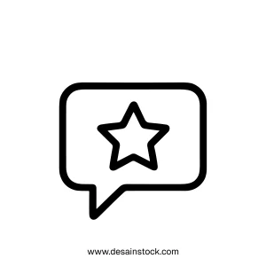 Simple Outline Chat Bubble Star Symbol Communication User Interface Icon