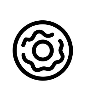 Simple Line Art Donut with Icing Sweet Dessert Food Icon