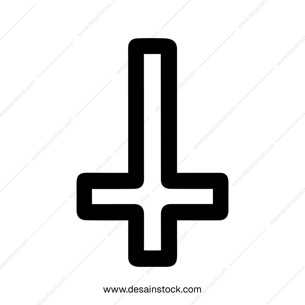 Simple Black Outline Upside Down Cross Sign Symbol Icon Shape