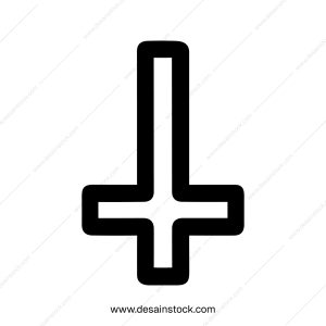 Simple Black Outline Upside Down Cross Sign Symbol Icon Shape