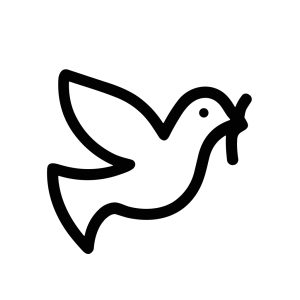 Minimalist Line Art Dove Holding Branch Symbol of Peace Icon