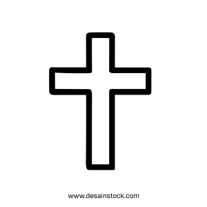 Outline Simple Cross Shape Sign Religious Symbol Clip Art