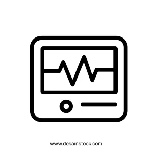 Simple Line Style Monitor Heartbeat Diagnostic Machine Display Icon