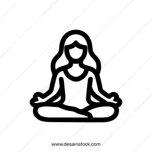 Simple Outline Woman Meditation Pose, Relaxation and Concentration Icon