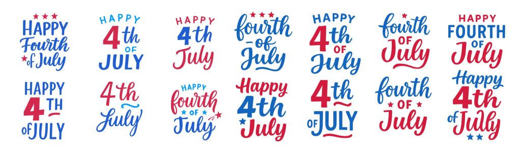 Collection of Creative Hand Lettered Happy Fourth of July Greeting Designs