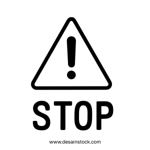 Minimalist Outline Triangle Exclamation Stop Warning Sign Symbol Graphic