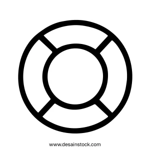 Simple Outline Round Lifebuoy Lifesaver Ring Icon Symbol Illustration