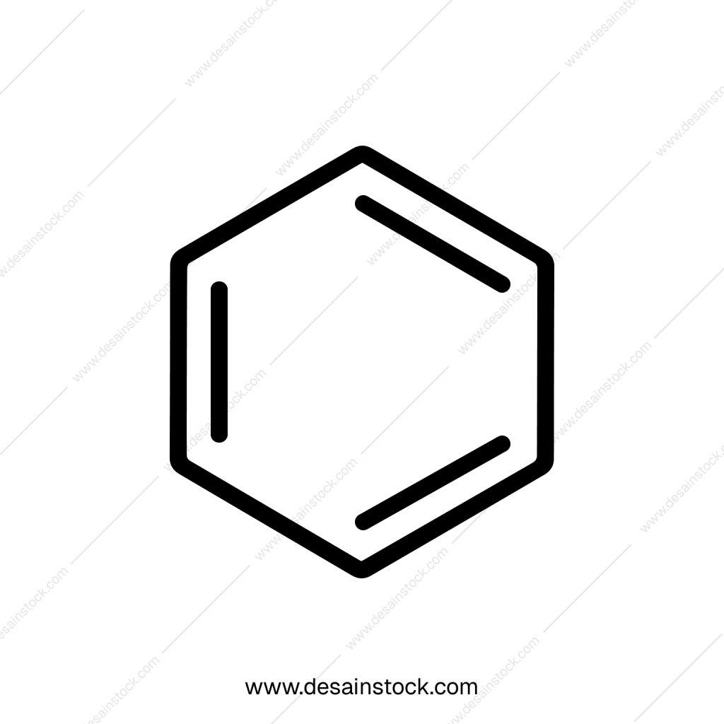 Minimalist Outline Hexagon Benzene Ring Chemistry Science Structure Icon