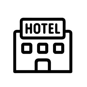 Minimalist Line Style Hotel Building Facade Architecture Construction Icon
