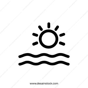 Simple Outline Sunrise Over Wave Water Symbol Minimalist Icon