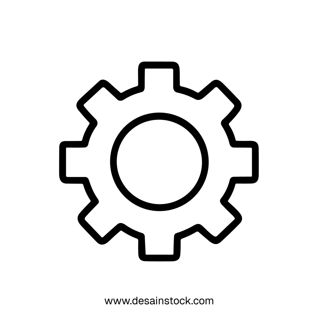 Simple Line Art Gear Wheel Mechanism Settings Element Icon Symbol