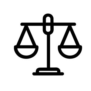 Minimalist Outline Balance Scale Symbol of Justice Court Icon Graphic
