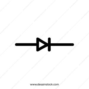 Simple Line Drawing Diode Electronic Component Schematic Symbol Illustration