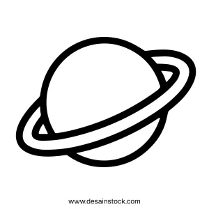 Simple Outline Ringed Planet Celestial Body Galaxy Space Icon Element