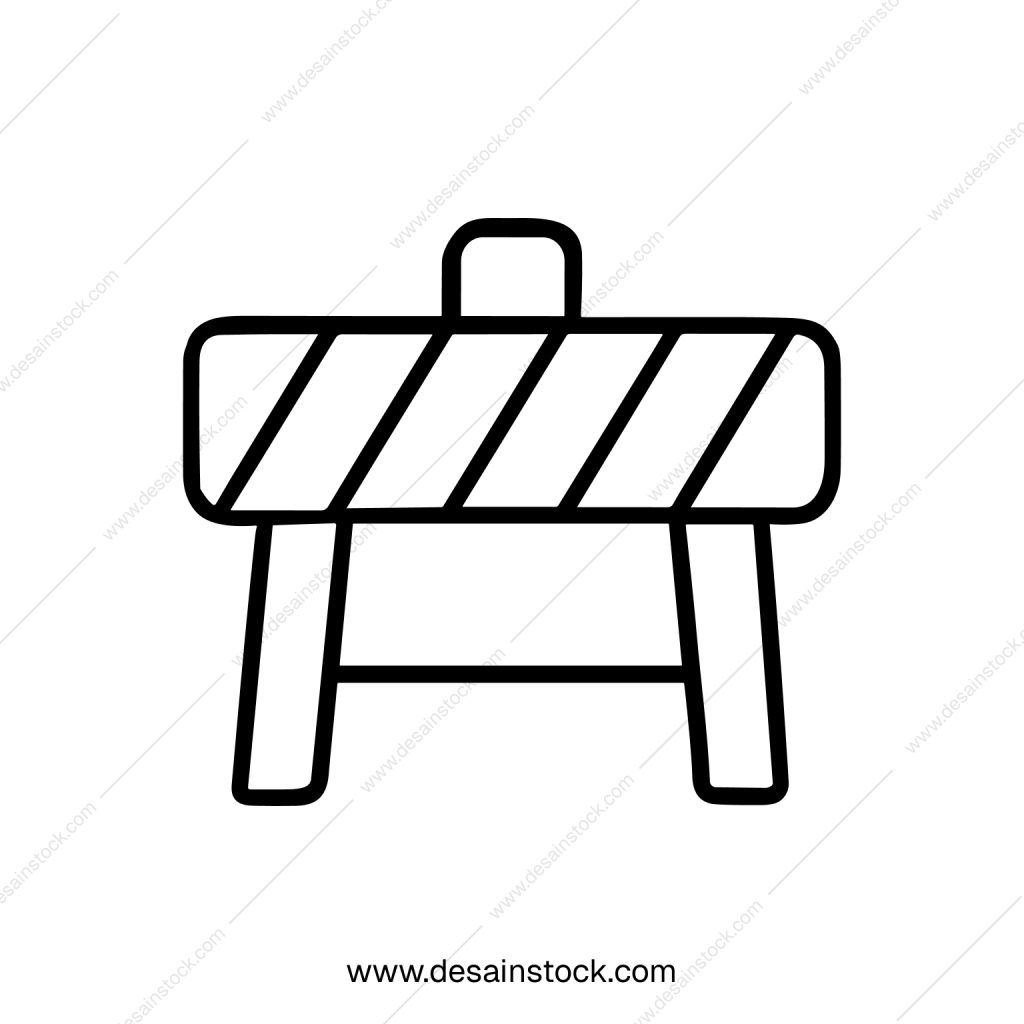 Simple Outline Roadblock Construction Barrier Sign Shape Icon Illustration