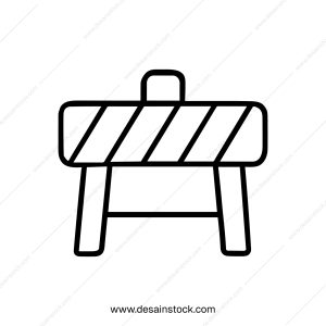 Simple Outline Roadblock Construction Barrier Sign Shape Icon Illustration