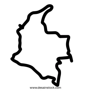 Simple Handdrawn Outline Colombia Map Country Geography Shape Icon