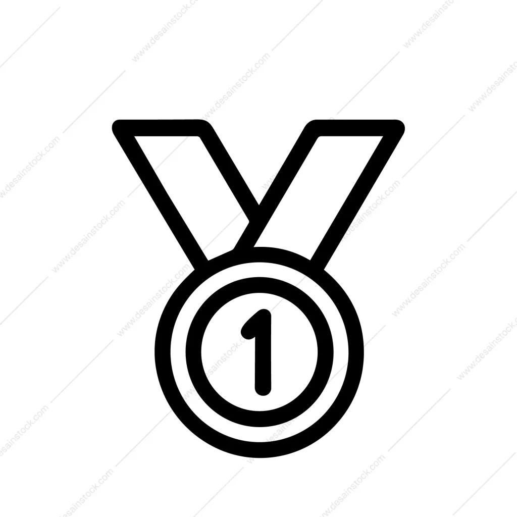 Simple Outline First Place Medal Achievement Award Icon Symbol