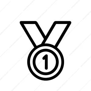 Simple Outline First Place Medal Achievement Award Icon Symbol