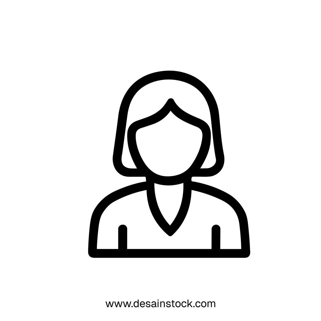 Simple Outline Person Avatar with Short Hair User Interface Icon