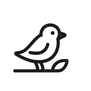 Minimalist Line Bird Perched on Leaf Illustration Fauna Symbol Icon
