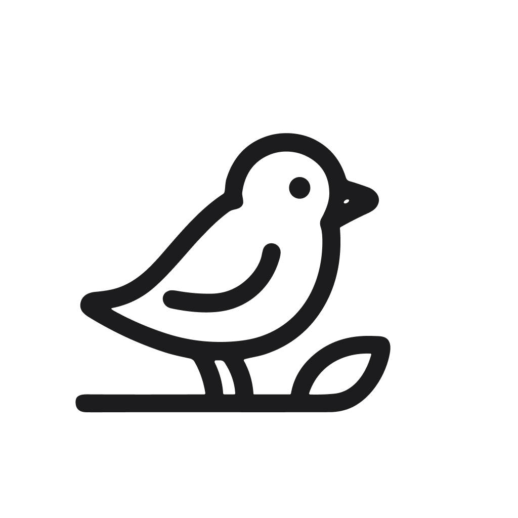 Minimalist Line Bird Perched on Leaf Illustration Fauna Symbol Icon