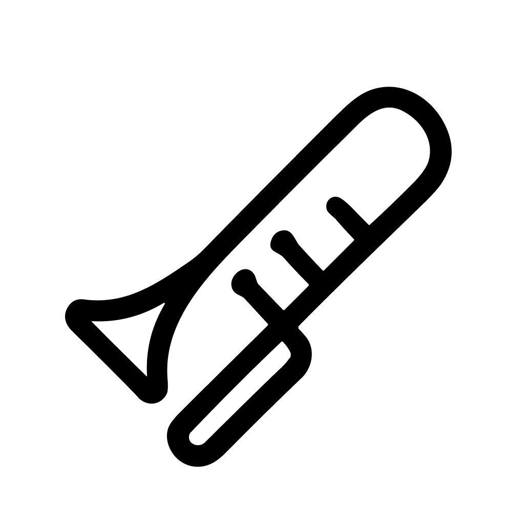Minimalist Outline Style Trombone Musical Instrument Icon Clip Art Illustration