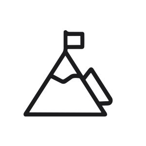 Simple Line Drawing Mountain with Flag Peak Icon Graphic Element