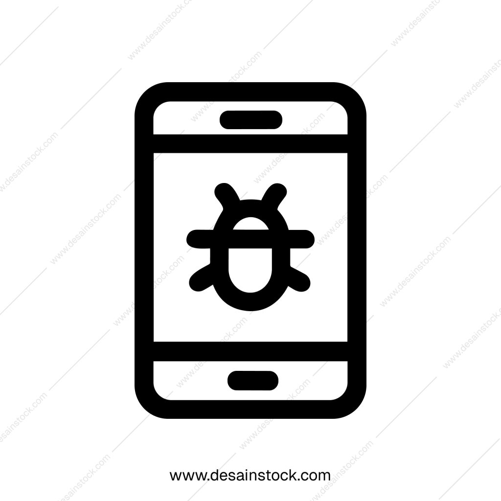 Outline Simple Smartphone Bug Malware Attack Problem Icon Graphic