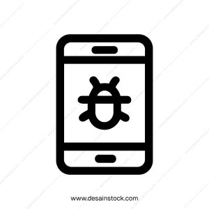 Outline Simple Smartphone Bug Malware Attack Problem Icon Graphic