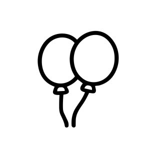 Simple Outline Two Balloons Party Celebration Decoration Line Art Icon
