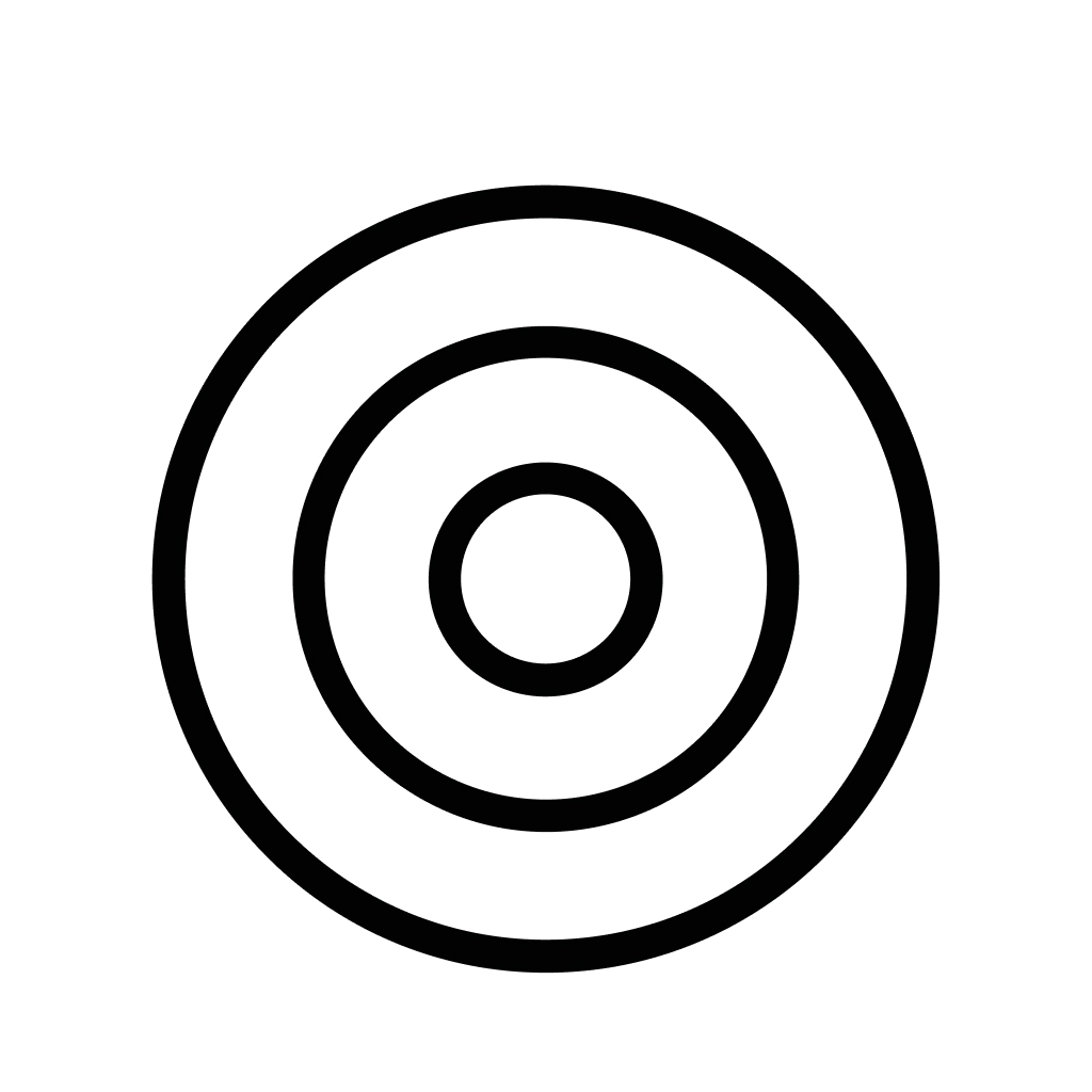 Simple Outline Concentric Circle Target Shape Icon Isolated on White Background
