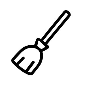Simple Lineart Witchcraft Broom Equipment Element Illustration Cleaning Tool