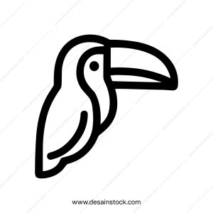 Minimalist Outline Toucan Head Profile Tropical Bird Icon Illustration