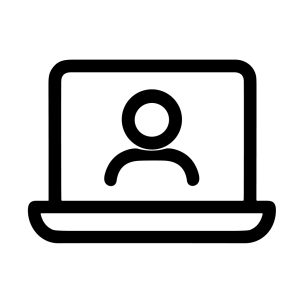 Minimalist Outline Laptop User Profile Display Symbol Sign Icon Illustration