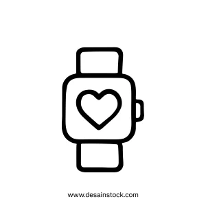 Simple Outline Heart Rate Monitor Wristwatch Wearable Technology Icon