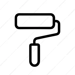 Minimalist Outline Paint Roller Tool Simple Line Art Icon Design