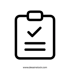Simple Line Check Mark on Clipboard Task Management Icon