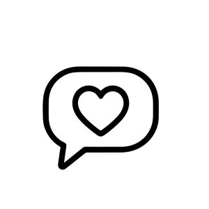 Simple Line Heart in Speech Bubble Message Icon Design