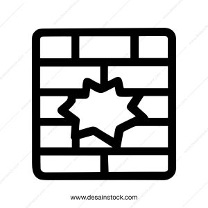 Outline Handdrawn Broken Brickwall With a Hole Sign Shape Icon