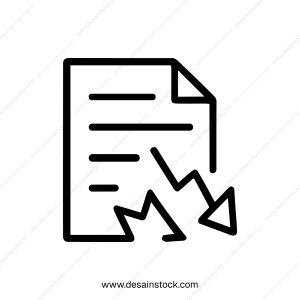 Line Art Document Declining Graphic Downward Arrow Business Report Icon